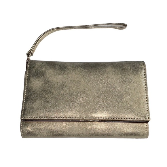 Madison West Marbled Gold Tone Clutch Cell Phone Case Wallet Wristlet - Picture 1 of 8